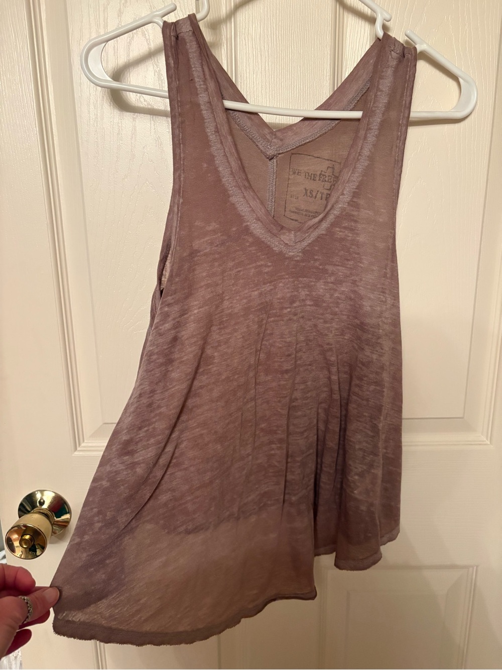 Free People Washed Mauve V-Neck Tank Top - Brand:
